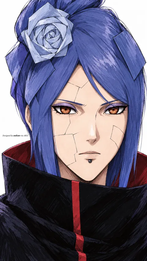 Blue-haired ninja: gold-eyed study. A portrait-format character illustration in the Naruto collection.