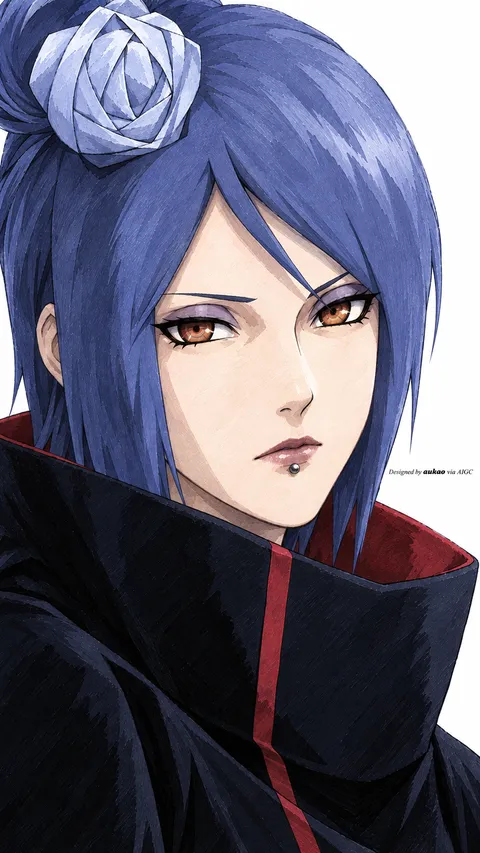 Blue-haired ninja: angled portrait. A portrait-format character illustration in the Naruto collection.