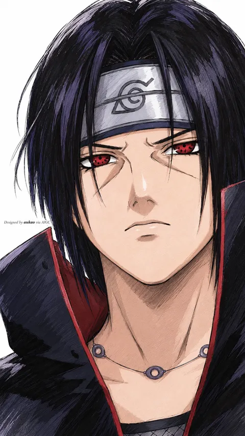 Dark-haired ninja: eyes closed. A portrait-format character illustration in the Naruto collection.