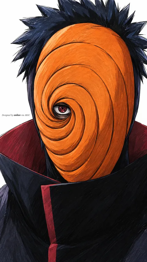 Masked figure: orange spiral. A portrait-format character illustration in the Naruto collection.