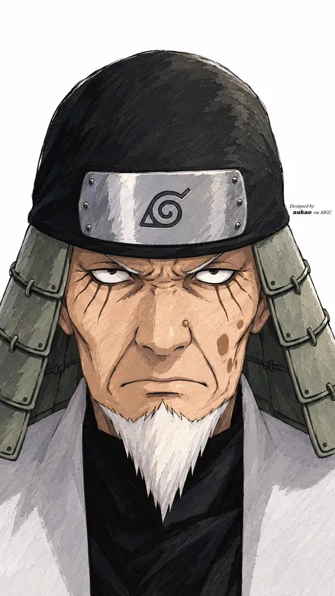 Veteran Leaf ninja: white beard. A portrait-format character illustration in the Naruto collection.