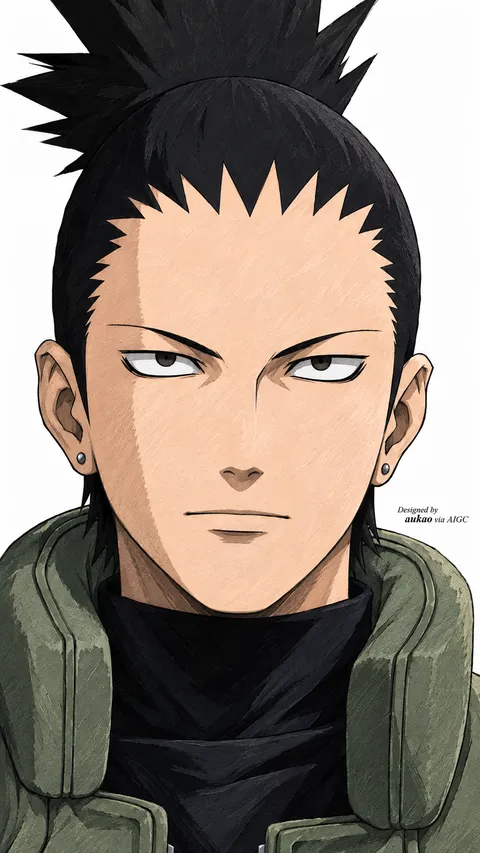 Topknot ninja: green flak jacket. A portrait-format character illustration in the Naruto collection.