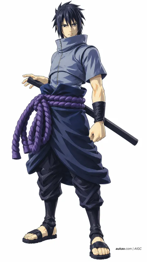Sasuke Uchiha / 宇智波佐助 / うちはサスケ. Sword action study. AI-generated fan art inspired by Naruto / 火影忍者 / NARUTO -ナルト-. AUKAO study dba72341.