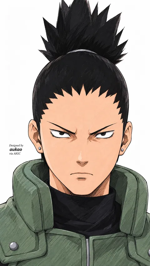 Topknot ninja: steady forward gaze. A portrait-format character illustration in the Naruto collection.