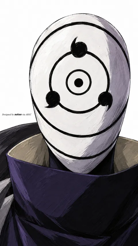 Masked figure: white ringed mask. A portrait-format character illustration in the Naruto collection.