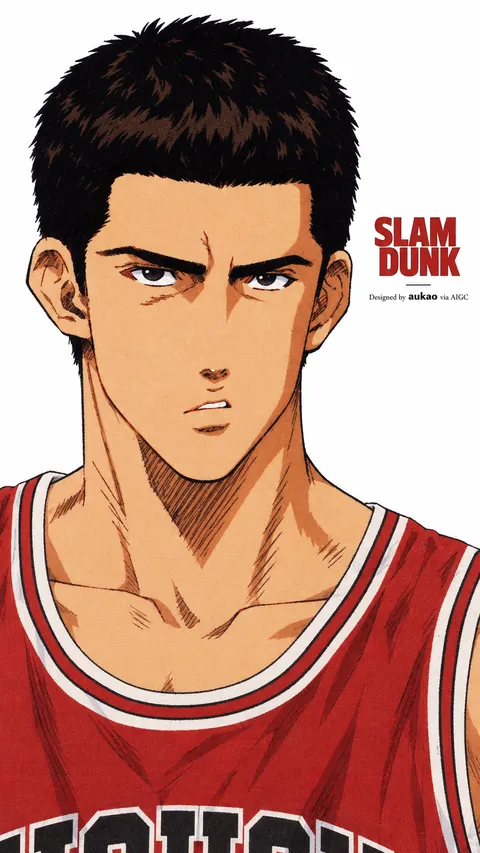 Shohoku player: front-facing portrait. A portrait-format character illustration in the Slam Dunk collection.