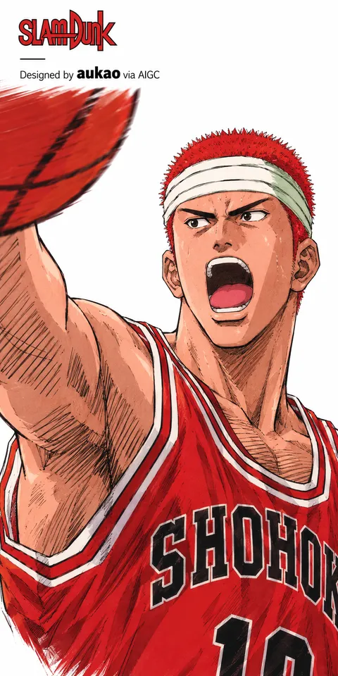 Shohoku number 10: headband and basketball. A portrait-format character illustration in the Slam Dunk collection.