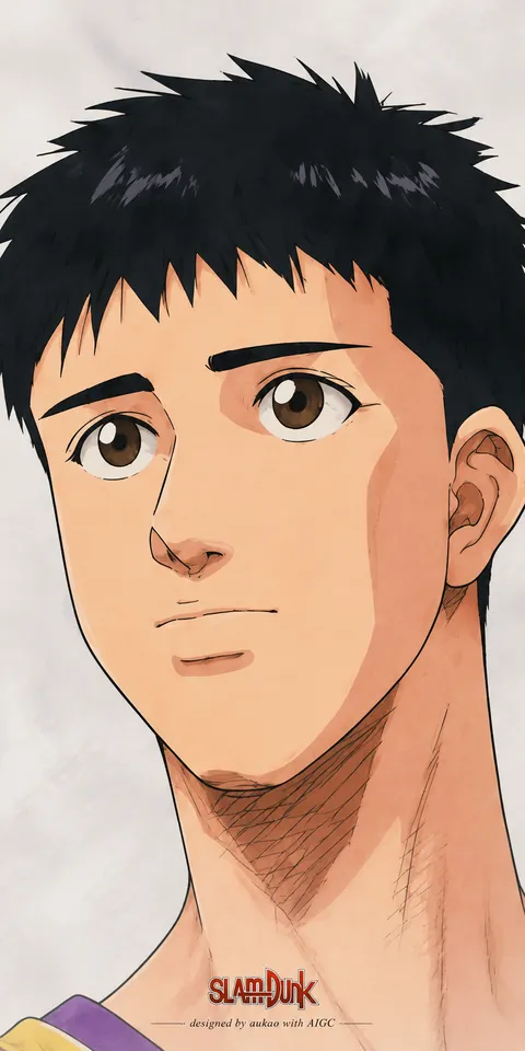 Kainan player: a thoughtful look. A portrait-format character illustration in the Slam Dunk collection.