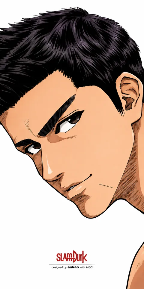 Dark-haired player: side profile. A portrait-format character illustration in the Slam Dunk collection.