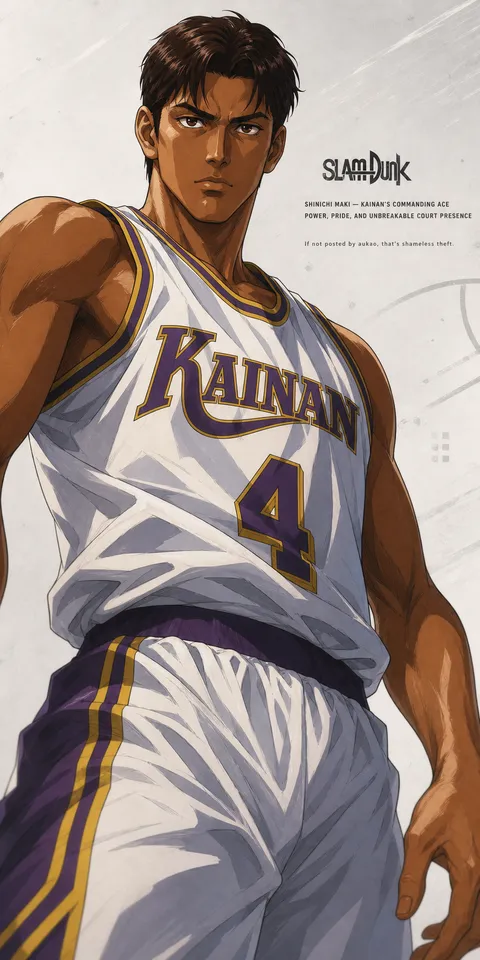 Kainan number 4: full-length portrait. A portrait-format character illustration in the Slam Dunk collection.