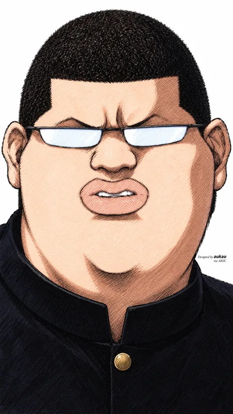 Bespectacled student: a broad smile. A portrait-format character illustration in the Slam Dunk collection.
