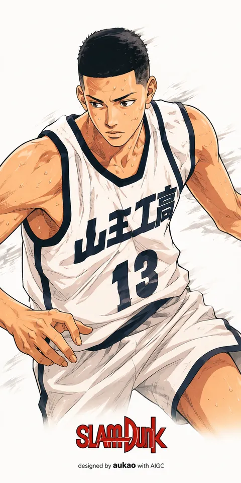 Number 13: defensive stance. A portrait-format character illustration in the Slam Dunk collection.