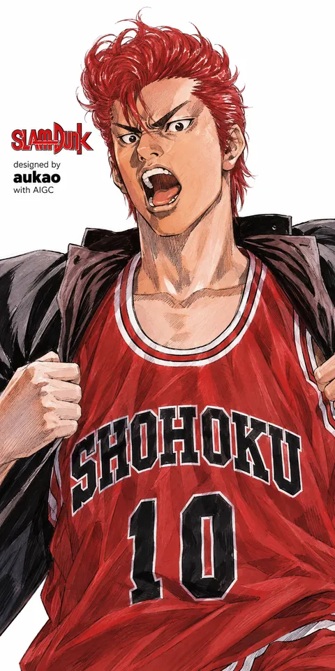 Shohoku number 10: open jacket. A portrait-format character illustration in the Slam Dunk collection.
