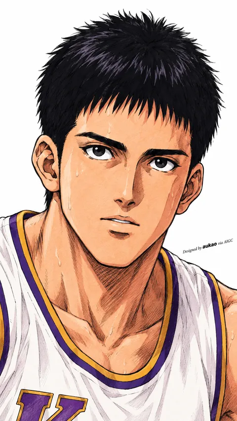 Kainan guard: close-up study. A portrait-format character illustration in the Slam Dunk collection.