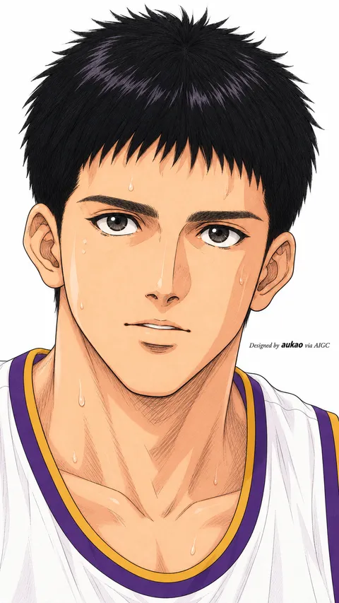 Kainan guard: white and purple jersey. A portrait-format character illustration in the Slam Dunk collection.