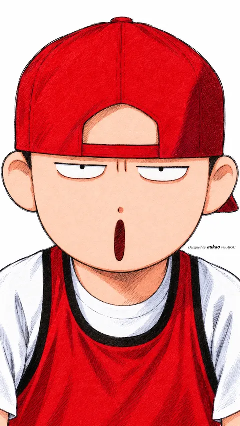 Red-haired player: chibi expression. A portrait-format character illustration in the Slam Dunk collection.