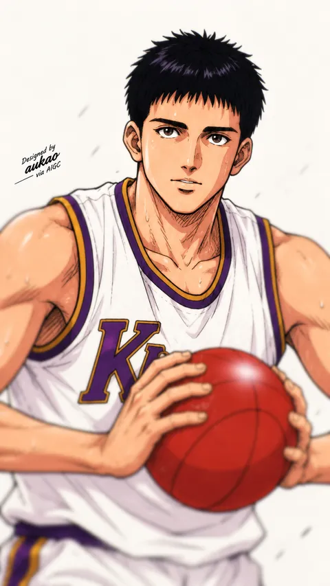 Kainan guard: ready with the ball. A portrait-format character illustration in the Slam Dunk collection.