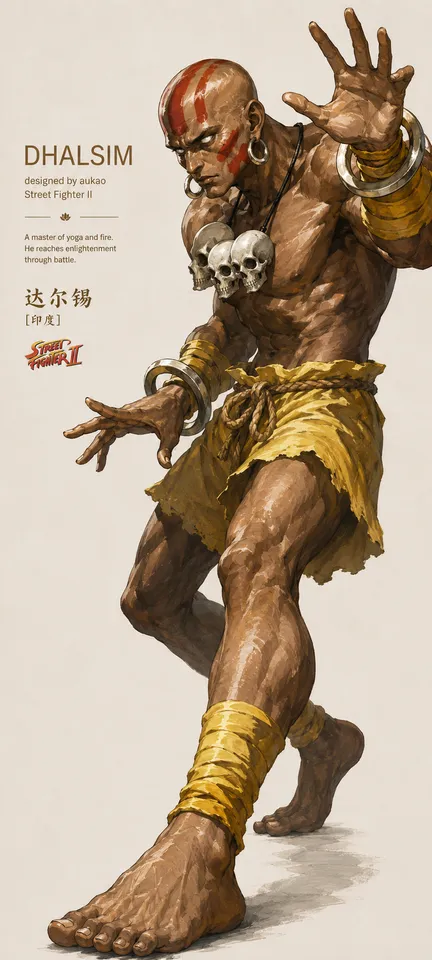 An AI-assisted portrait-format anime character illustration in the Street Fighter collection. Artwork 020 from the AUKAO visual archive.