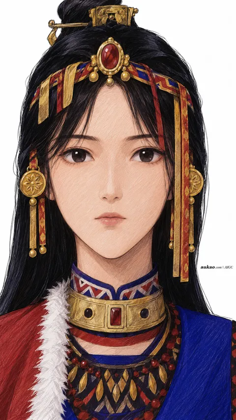 AI-generated fantasy character portrait inspired by The Legend of Sword and Fairy / 仙剑奇侠传. AUKAO artwork 703.