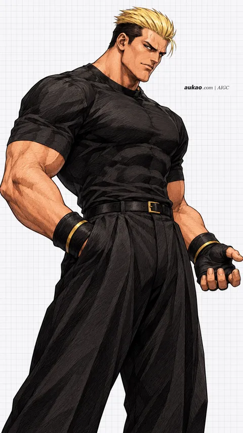 Ryuji Yamazaki / 山崎龙二 / 山崎竜二. AI-generated fan art inspired by The King of Fighters '97 / 拳皇97 / ザ・キング・オブ・ファイターズ'97. AUKAO character study 05f6fa04.