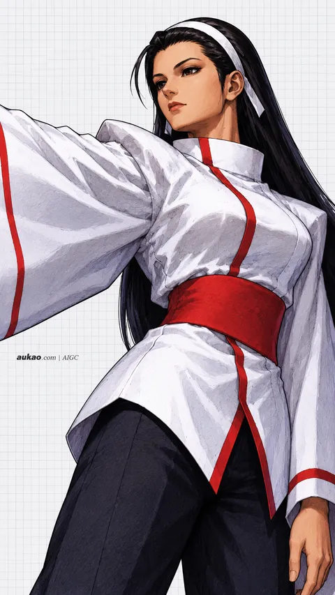 Chizuru Kagura / 神乐千鹤 / 神楽ちづる. AI-generated fan art inspired by The King of Fighters '97 / 拳皇97 / ザ・キング・オブ・ファイターズ'97. AUKAO character study 1e840d74.