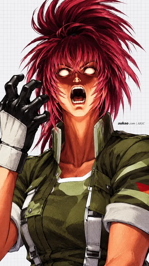 Leona Heidern / 莉安娜·海顿 / レオナ・ハイデルン. AI-generated fan art inspired by The King of Fighters '97 / 拳皇97 / ザ・キング・オブ・ファイターズ'97. AUKAO character study 45c7b6b4.