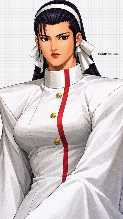 Chizuru Kagura / 神乐千鹤 / 神楽ちづる. AI-generated fan art inspired by The King of Fighters '97 / 拳皇97 / ザ・キング・オブ・ファイターズ'97. AUKAO character study 50c6b1f1.