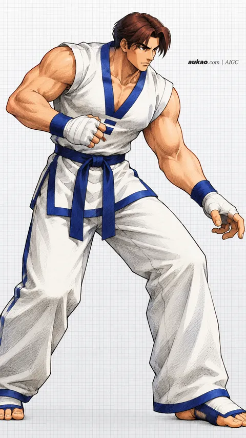 Kim Kaphwan / 金家藩 / キム・カッファン. AI-generated fan art inspired by The King of Fighters '97 / 拳皇97 / ザ・キング・オブ・ファイターズ'97. AUKAO character study 5b189d0a.
