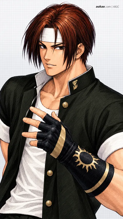 Kyo Kusanagi / 草薙京 / 草薙京. AI-generated fan art inspired by The King of Fighters '97 / 拳皇97 / ザ・キング・オブ・ファイターズ'97. AUKAO character study 5dcd69d9.