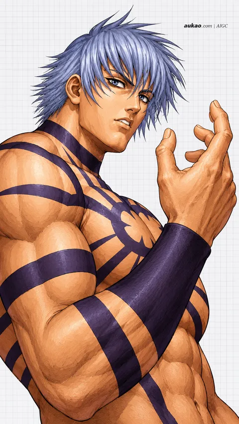 Fighting game character portrait. AI-generated fan art inspired by The King of Fighters '97 / 拳皇97 / ザ・キング・オブ・ファイターズ'97. AUKAO character study 6b5f0958.