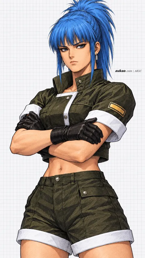 Leona Heidern / 莉安娜·海顿 / レオナ・ハイデルン. AI-generated fan art inspired by The King of Fighters '97 / 拳皇97 / ザ・キング・オブ・ファイターズ'97. AUKAO character study 6ccec4a3.