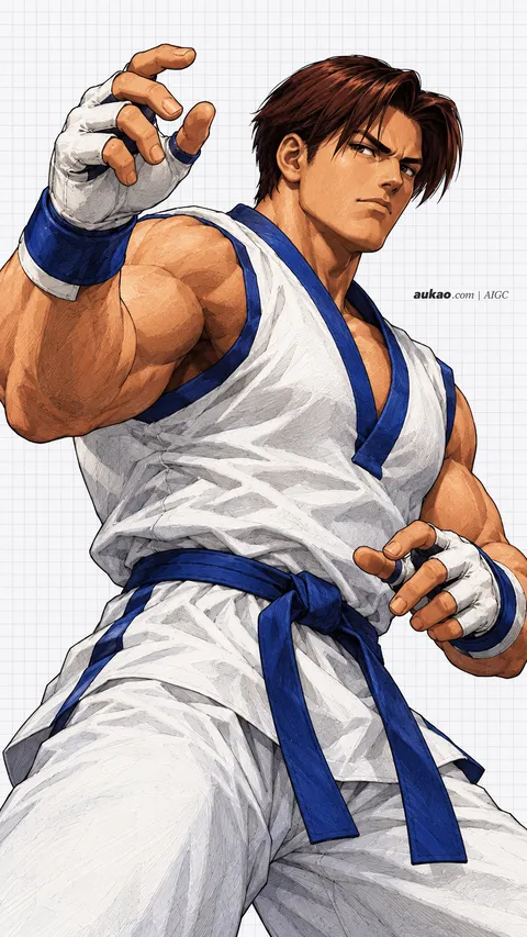 Kim Kaphwan / 金家藩 / キム・カッファン. AI-generated fan art inspired by The King of Fighters '97 / 拳皇97 / ザ・キング・オブ・ファイターズ'97. AUKAO character study 760731ea.