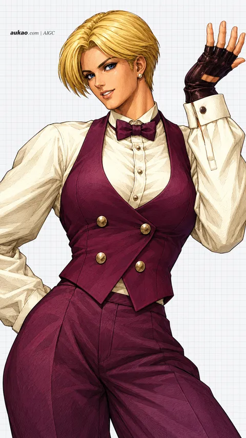 King / 琼 / キング. AI-generated fan art inspired by The King of Fighters '97 / 拳皇97 / ザ・キング・オブ・ファイターズ'97. AUKAO character study 805a3796.