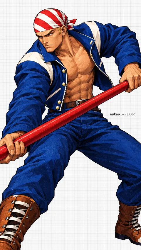 Billy Kane / 比利·凯恩 / ビリー・カーン. AI-generated fan art inspired by The King of Fighters '97 / 拳皇97 / ザ・キング・オブ・ファイターズ'97. AUKAO character study 966c850d.