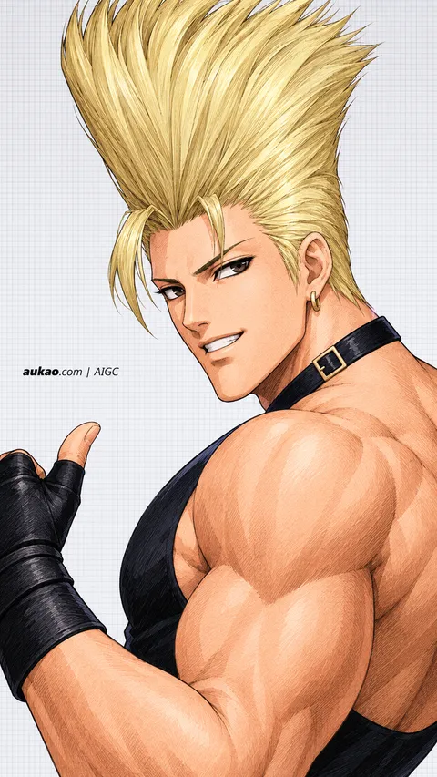 Benimaru Nikaido / 二阶堂红丸 / 二階堂紅丸. AI-generated fan art inspired by The King of Fighters '97 / 拳皇97 / ザ・キング・オブ・ファイターズ'97. AUKAO character study a40f81af.