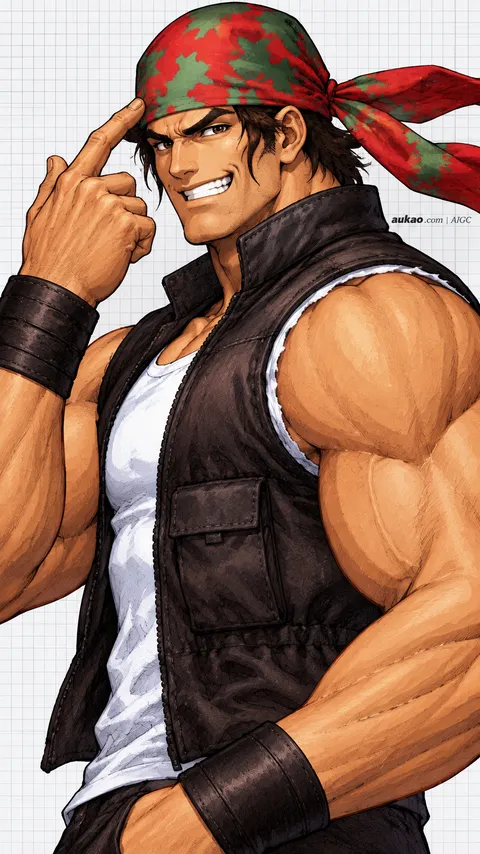 Ralf Jones / 拉尔夫·琼斯 / ラルフ・ジョーンズ. AI-generated fan art inspired by The King of Fighters '97 / 拳皇97 / ザ・キング・オブ・ファイターズ'97. AUKAO character study abccfb3c.