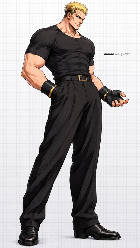 Ryuji Yamazaki / 山崎龙二 / 山崎竜二. AI-generated fan art inspired by The King of Fighters '97 / 拳皇97 / ザ・キング・オブ・ファイターズ'97. AUKAO character study b26372f0.