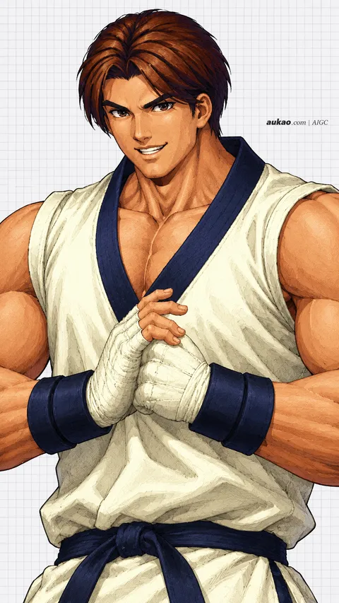 Kim Kaphwan / 金家藩 / キム・カッファン. AI-generated fan art inspired by The King of Fighters '97 / 拳皇97 / ザ・キング・オブ・ファイターズ'97. AUKAO character study e56bd6f0.