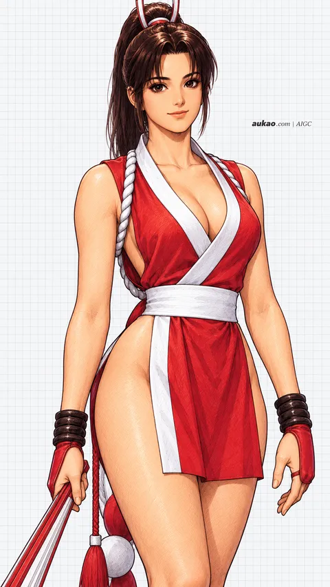 Mai Shiranui / 不知火舞 / 不知火舞. AI-generated fan art inspired by The King of Fighters '97 / 拳皇97 / ザ・キング・オブ・ファイターズ'97. AUKAO character study e88f4a09.
