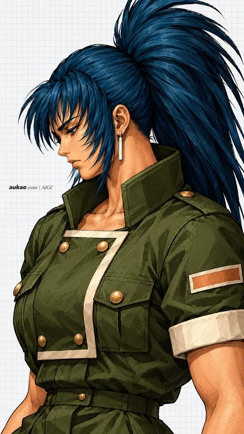 Leona Heidern / 莉安娜·海顿 / レオナ・ハイデルン. AI-generated fan art inspired by The King of Fighters '97 / 拳皇97 / ザ・キング・オブ・ファイターズ'97. AUKAO character study eefd1b42.
