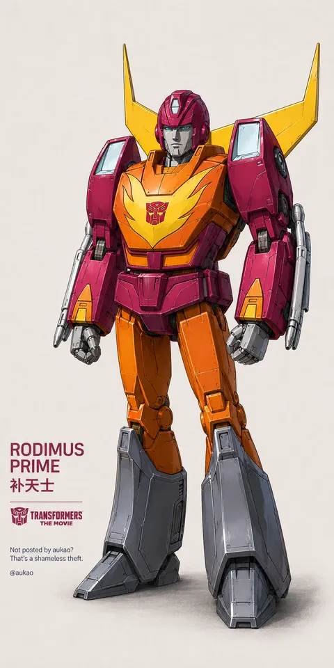 An AI-assisted portrait-format anime character illustration in the Transformers collection. Artwork 039 from the AUKAO visual archive.