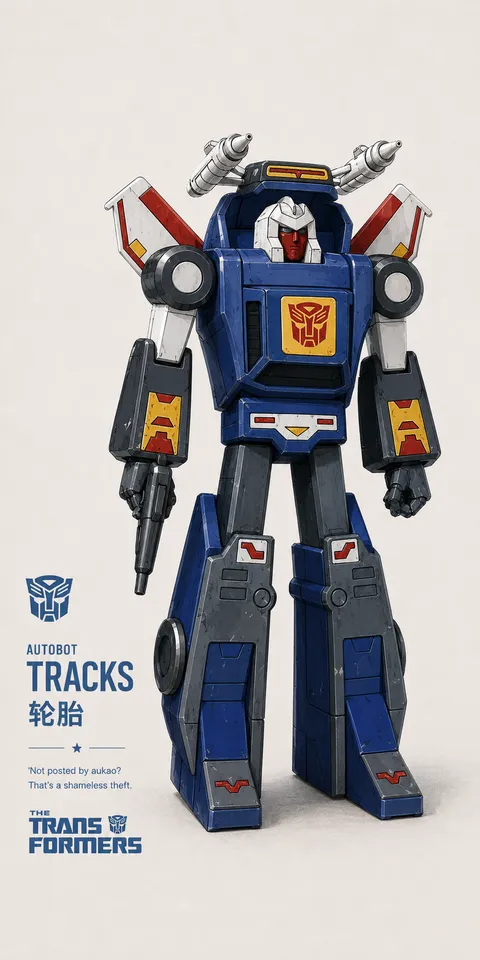 An AI-assisted portrait-format anime character illustration in the Transformers collection. Artwork 022 from the AUKAO visual archive.