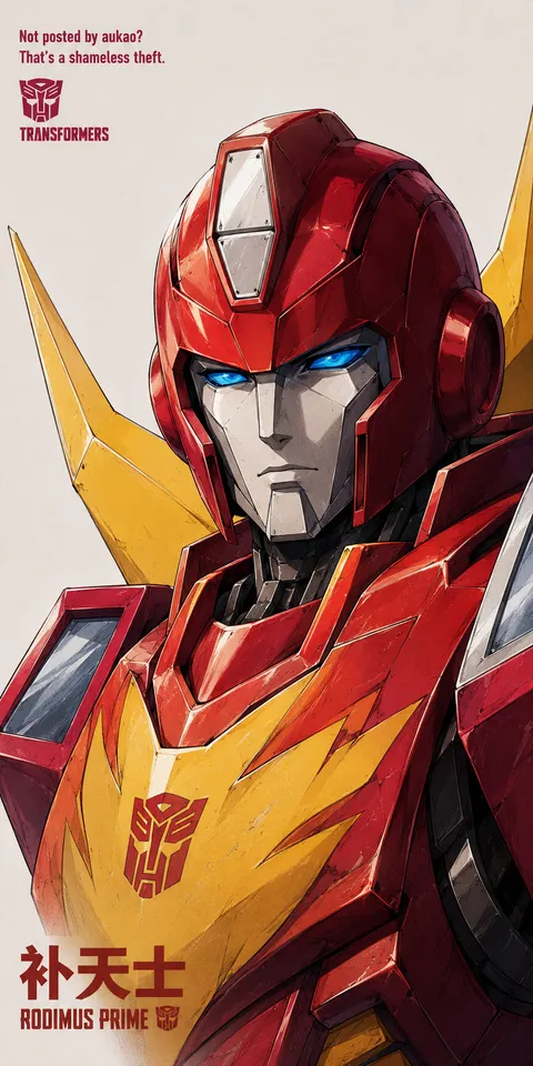 An AI-assisted portrait-format anime character illustration in the Transformers collection. Artwork 040 from the AUKAO visual archive.