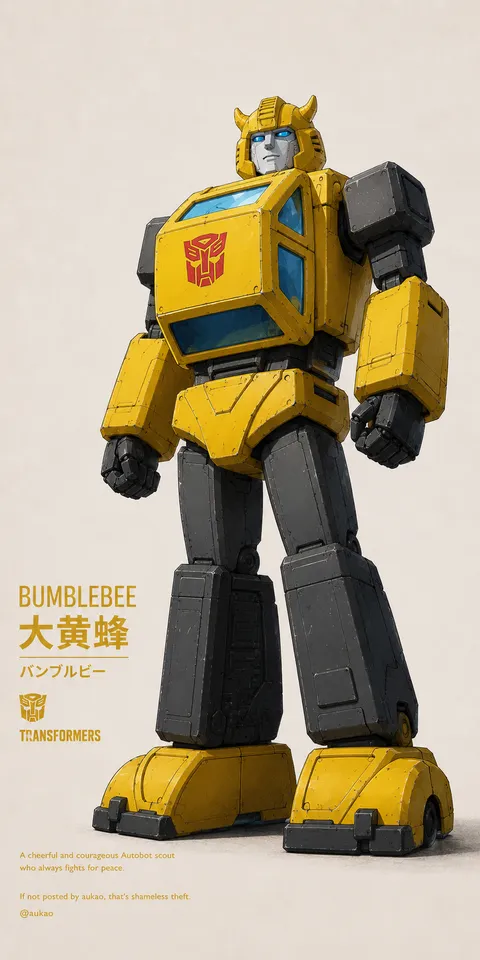 An AI-assisted portrait-format anime character illustration in the Transformers collection. Artwork 034 from the AUKAO visual archive.