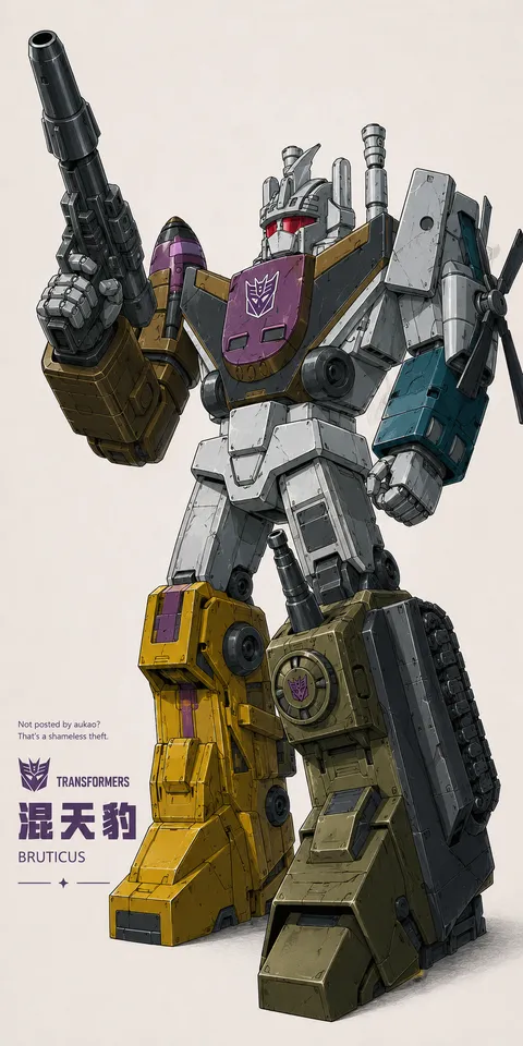 An AI-assisted portrait-format anime character illustration in the Transformers collection. Artwork 063 from the AUKAO visual archive.