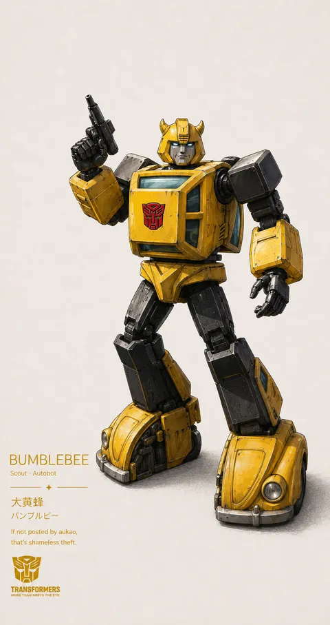 An AI-assisted portrait-format anime character illustration in the Transformers collection. Artwork 033 from the AUKAO visual archive.