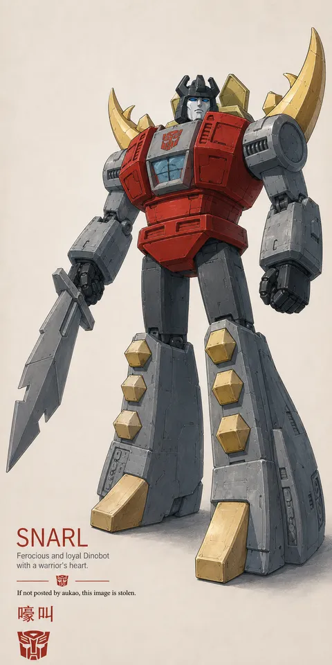 An AI-assisted portrait-format anime character illustration in the Transformers collection. Artwork 007 from the AUKAO visual archive.