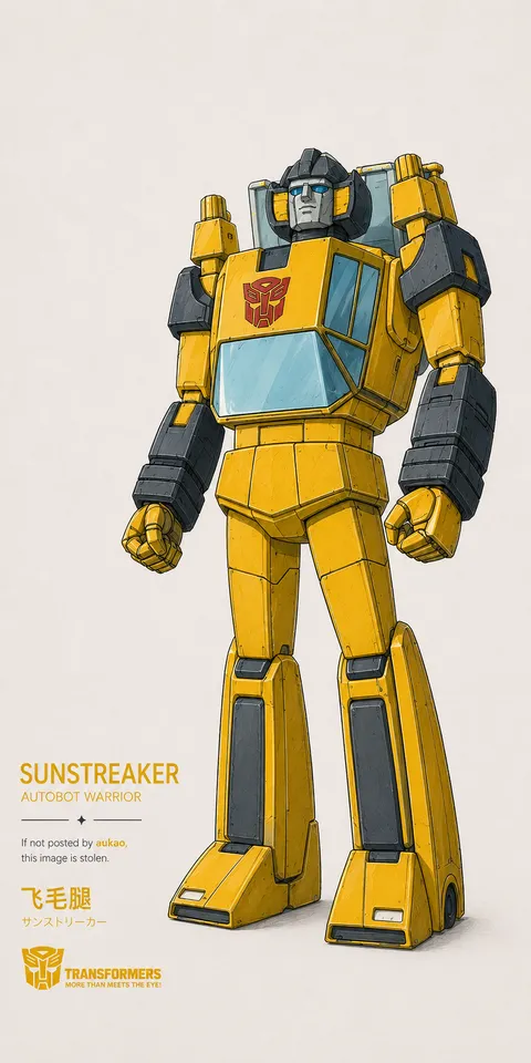 An AI-assisted portrait-format anime character illustration in the Transformers collection. Artwork 016 from the AUKAO visual archive.