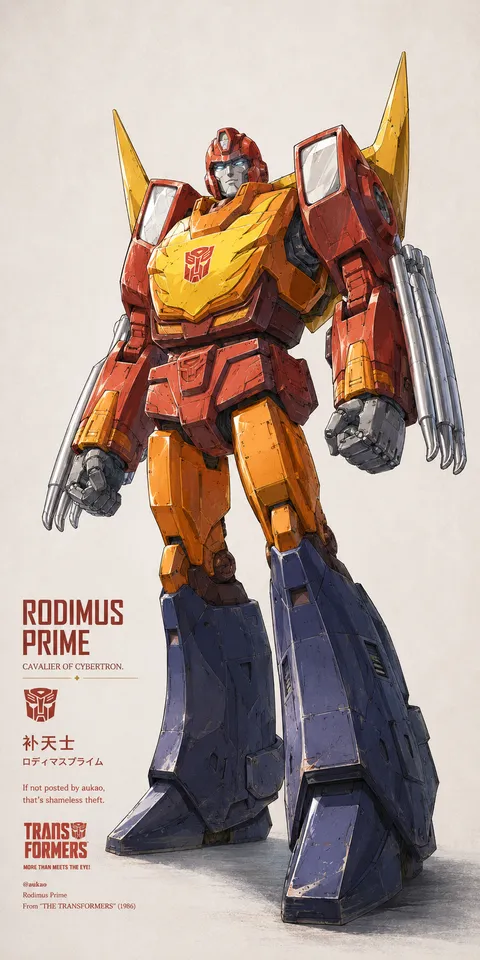 An AI-assisted portrait-format anime character illustration in the Transformers collection. Artwork 028 from the AUKAO visual archive.