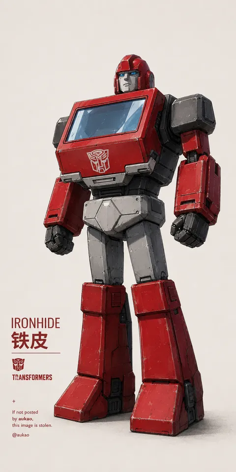 An AI-assisted portrait-format anime character illustration in the Transformers collection. Artwork 002 from the AUKAO visual archive.
